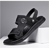 加厚底露趾凉鞋 长短腿高低脚鞋 沙滩鞋 牛皮单只增高鞋 定制男鞋 夏季