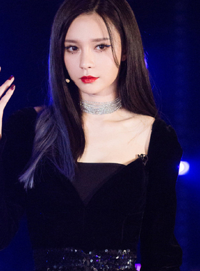 CHOKER同梦辰银色水钻蹦迪锁骨链