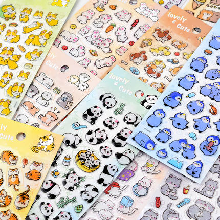 可爱动物图案立体3d水晶贴纸儿童女孩手帐咕卡水杯装饰滴胶粘贴画