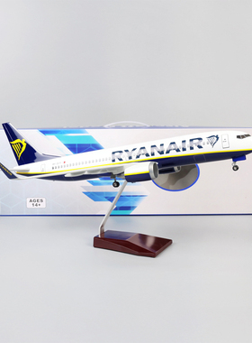 带灯47cm仿真瑞安航空波音737飞机模型客机摆件收藏礼品Ryanair