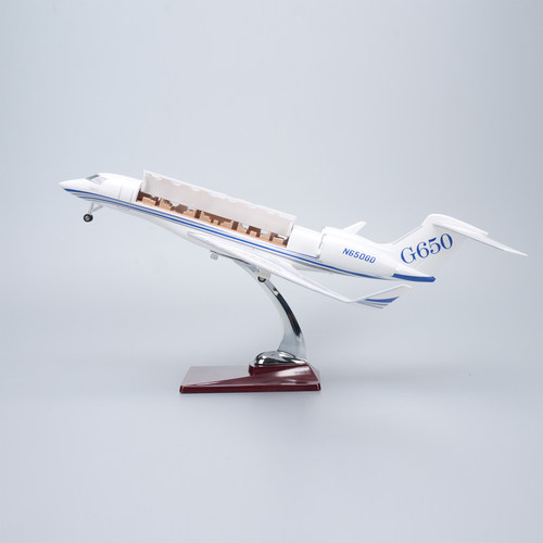 带灯可开舱盖湾流G650仿真客机飞机模型摆件1:50比例Gulfstream