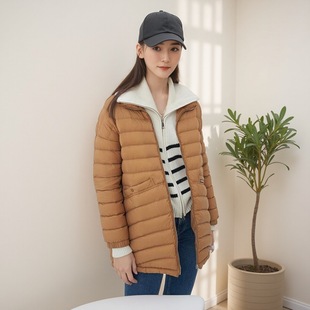 爆款 Y22802397 金羽杰甜美风中长款 轻薄羽绒服立领外套女春秋新款