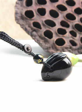 水晶兔子吊坠黑曜石兔钥匙扣挂件