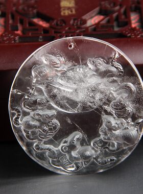 生肖天然白水晶老鼠挂件挂坠