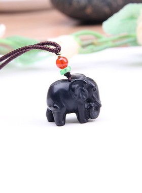 大象挂件挂坠天然黑曜石