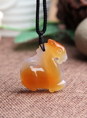 小马项链天然红玛瑙马挂件
