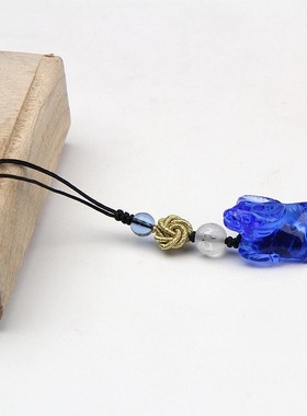 牛手机坠手机链生肖牛蓝水晶