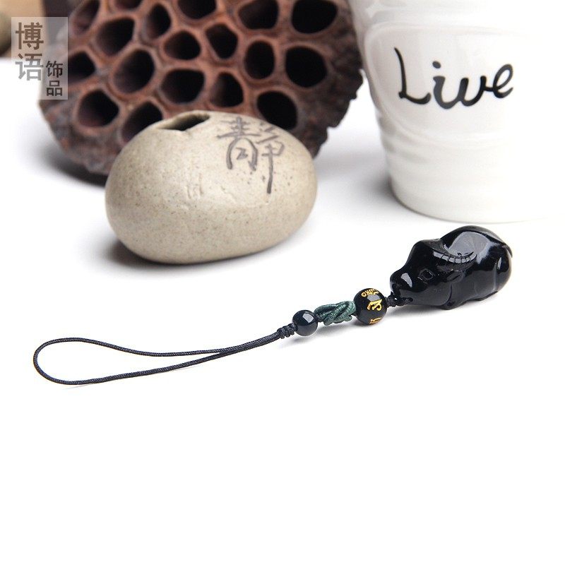 精雕天然黑曜石牛手机坠手机链挂件男女款黑曜石水晶牛手机挂坠饰,饰品/流行首饰/时尚饰品新,黑曜石,淘宝优惠券,粉丝福利购,淘宝优惠卷