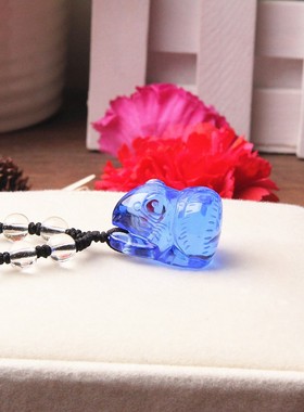 蓝水晶鼠挂件生肖鼠水晶项链