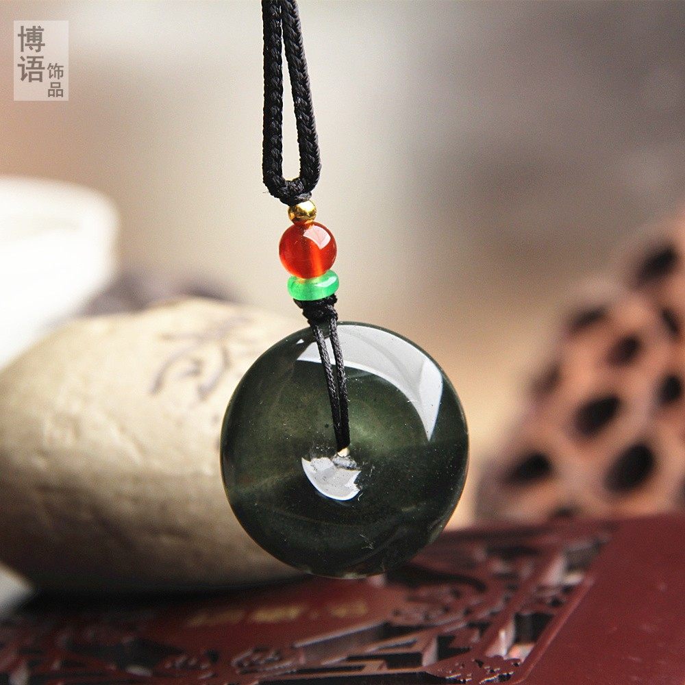 墨绿色天然绿幽灵水晶平安扣项链挂件男女款水晶平安扣吊坠挂坠,饰品/流行首饰/时尚饰品新,颈饰,淘宝优惠券,粉丝福利购,淘宝优惠卷