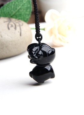 天然黑曜石小羊挂件羊挂坠羊项链