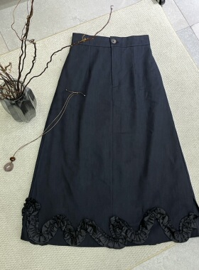 2025秋小众设计感文艺显瘦下摆木耳边A字半身裙百搭裙子潮97592