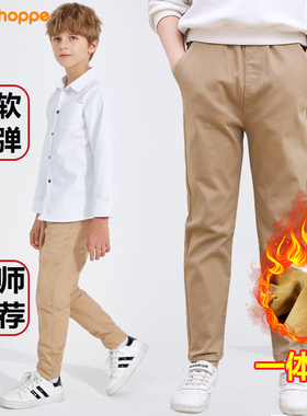 男童长裤纯棉校服裤中大童冬装加绒款直筒裤儿童休闲裤子潮