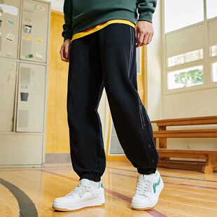 李宁冬季加绒跑训系列舒适休闲潮流宽松卫裤AKLSB15 吊牌遗失