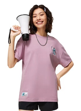 李宁反伍迪斯尼联名女款夏训练短袖T恤情侣圆领常规款文化衫