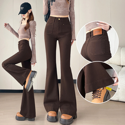 修身显瘦高腰微喇叭裤牛仔裤女