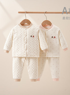 婴儿套装秋冬夹棉保暖衣服宝宝纯棉分体家居服儿童棉衣裤加厚冬装