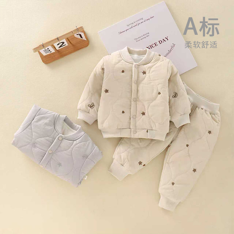 婴儿冬季衣服分体秋衣套装夹棉保套装