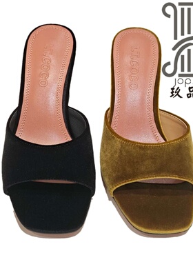 2026春夏新款I.T.COCO极简风圆头露趾粗跟一字拖女外穿百搭凉拖鞋