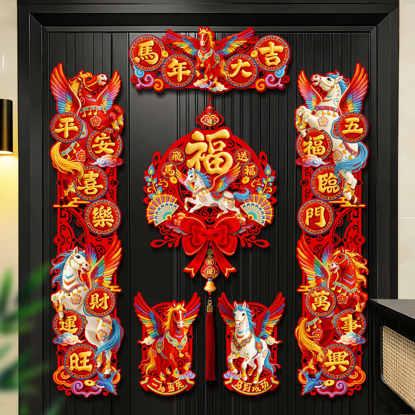 马年磁吸对联春联2026年新款高档大气新年装饰春节过年入户门门贴,节庆用品/礼品,对联,淘宝优惠券,粉丝福利购,淘宝优惠卷