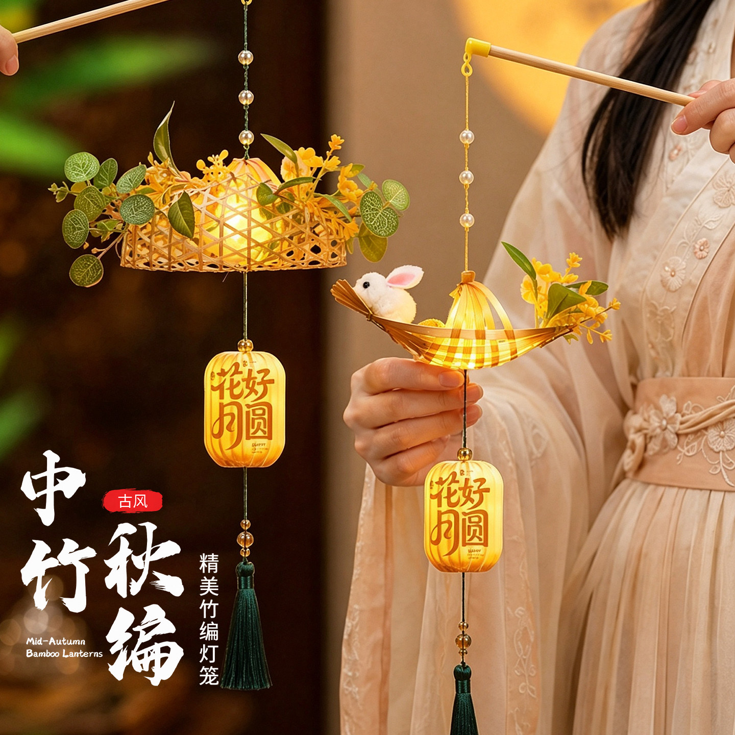 中秋节竹编灯笼2026新款手工diy图片