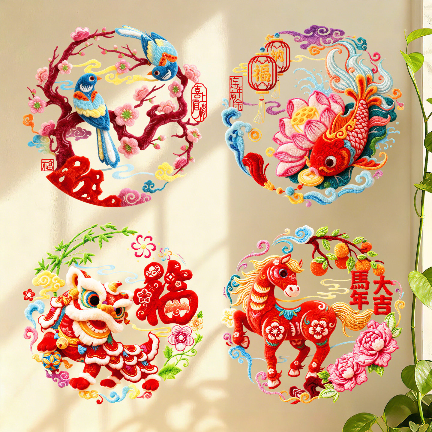 新年窗花静电贴纸2026年新款