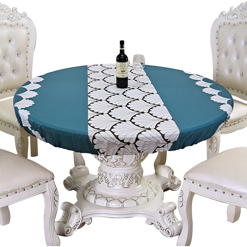 圆形桌罩套全包桌布防油防水防烫免洗家用圆桌带转盘餐桌台布桌垫