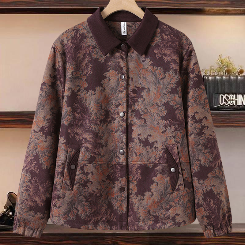 妈妈装水墨印花短款夹克衫休闲女式上衣春秋装新款50岁显瘦薄外套,女装/女士精品,中老年女装,淘宝优惠券,粉丝福利购,淘宝优惠卷