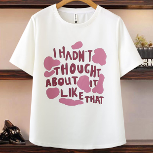 印花字母打底衫 中年女装 夏装 新款 T恤女t 大码 胖mm宽松遮肉短袖 女装