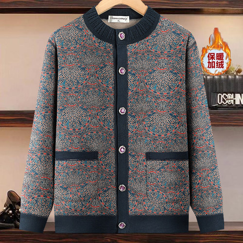 洋气加绒妈妈毛衣休闲棉衣女外套