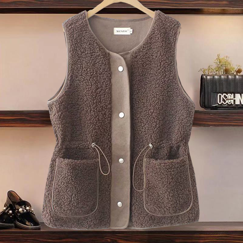 皮毛一体收腰显瘦中年风外套马夹