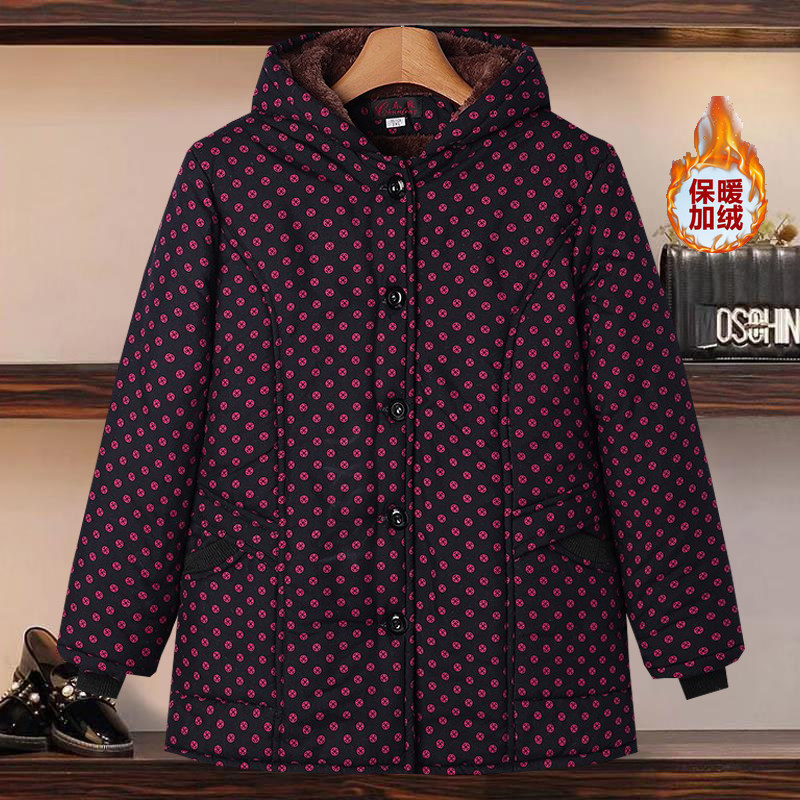 加厚棉衣冬装新款连帽圆点棉袄老年人保暖加绒衣服老太太奶奶外套,女装/女士精品,中老年女装,淘宝优惠券,粉丝福利购,淘宝优惠卷