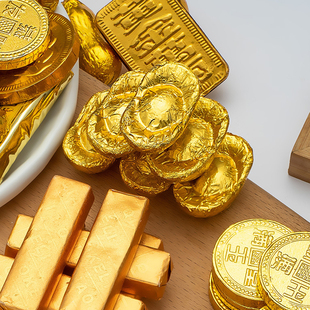 金币代可可脂巧克力蛋糕装饰元宝花生金条祝寿婚庆烘焙摆件