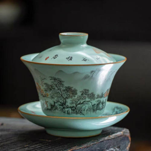 汝窑单个泡茶碗130ml盖碗