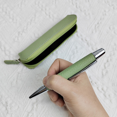 皮质金属圆珠笔高颜值带笔袋