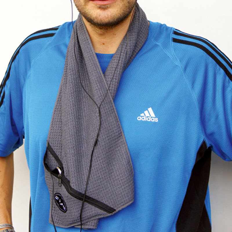 德国troika加长速干运动毛巾 打球骑行健身房擦汗吸汗巾 拉链口袋