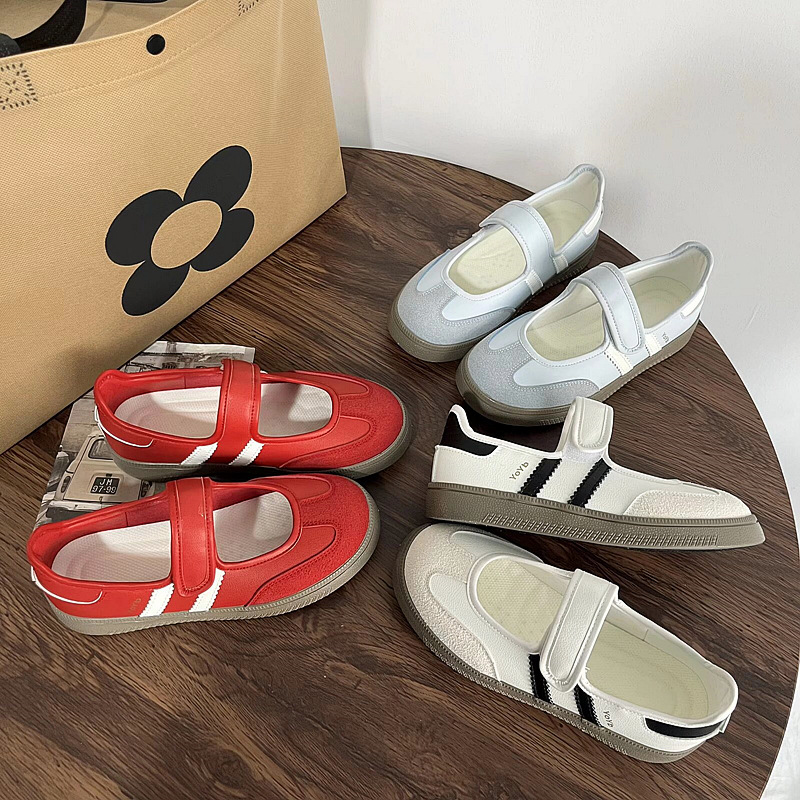 2025夏季经典复刻板鞋新款魔术贴搭扣仿滑橡胶底芭蕾舞鞋女