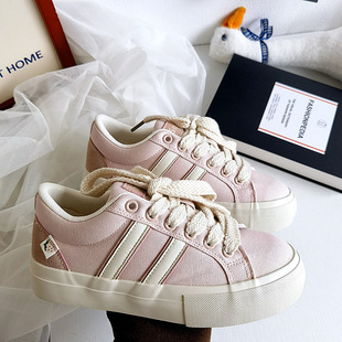 韩版 新款 板鞋 女粉色学生鞋 帆布鞋 子女软妹ins街拍鞋 女2023春季