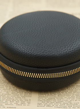 whatplus KOSS PP 专用耳机收纳包荔枝皮革纹金色拉链高档便携