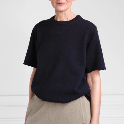 外贸原单 北欧荷兰单弹力羊绒女士纯色短袖男女同款圆领毛衣