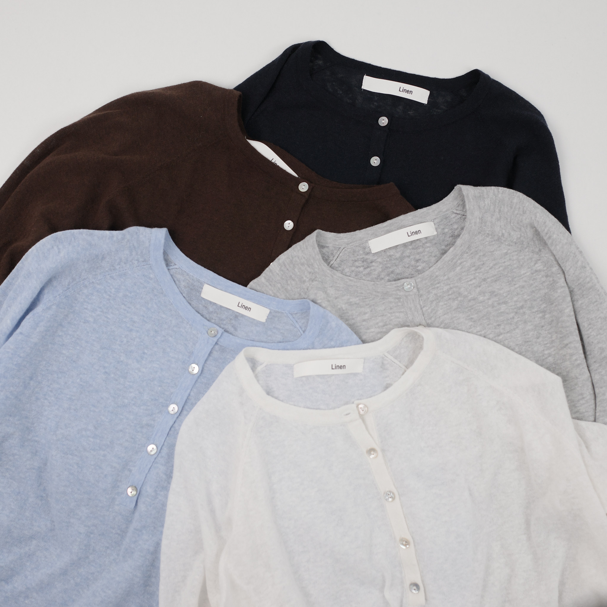 春夏款 慵懒百搭轻薄亚麻棉亨利领宽松卷边长袖针织衫罩衫防晒衣