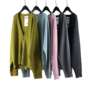 外贸荷兰秋冬男女同款 加厚加长宽松百搭松弛感羊绒针织开衫