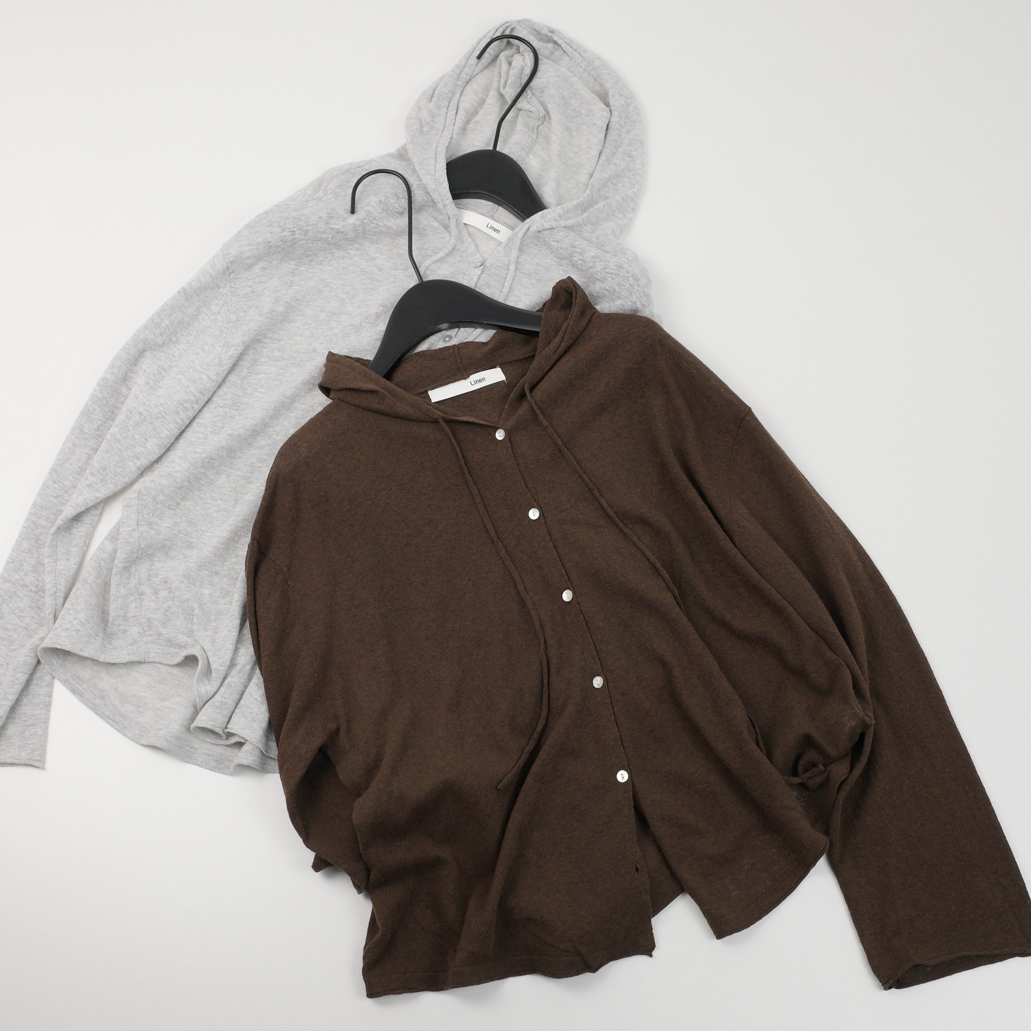 春夏款 慵懒连帽薄款针织开衫亚麻棉宽松长袖外套女防晒衣