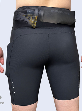 besuto北斯途薄半弹紧身速干跑步健身马拉松针织多袋四分高腰短裤