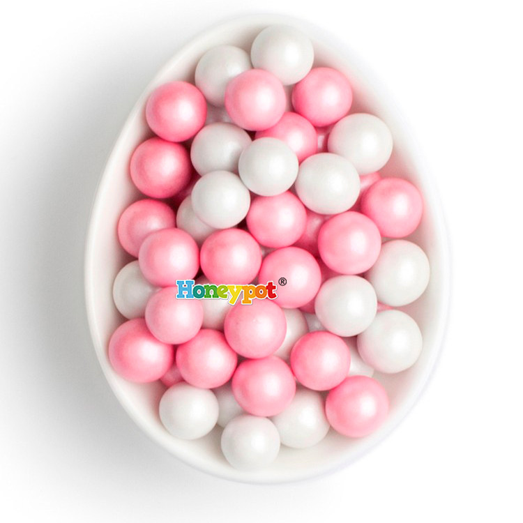 粉色白色混珠光珍珠牛奶巧克力豆peal朱古力mm豆彩色糖豆糖果散装