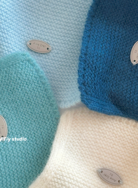 feytiy 100%wool简约纯色针织围巾女 秋冬百搭保暖羊毛蓝色围脖男