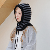 feytiy 复古时髦针织拉法帽秋冬保暖条纹护耳帽男女 100%澳洲羊毛