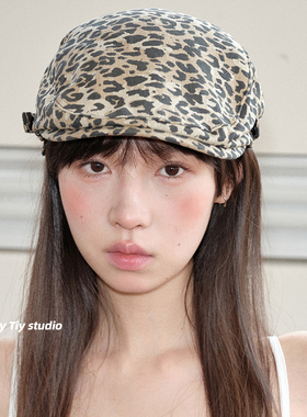 feytiy 豹纹前进帽时髦单品春夏个性蓓蕾帽复古鸭嘴帽潮酷亚文化