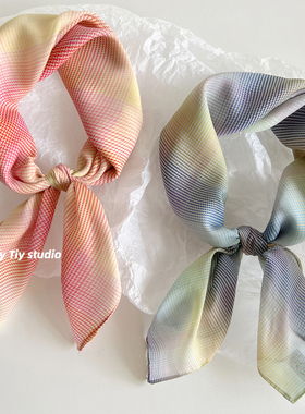 feytiy 千禧迷幻格子 夏季艺术生搭配单品丝巾头巾裹胸新款方巾女