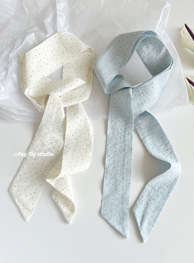 feytiy 韩国小众时髦小波点 垂感好长条丝巾飘带女装饰细窄发带女